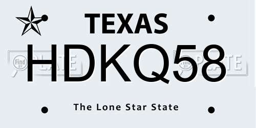 HDKQ58 Texas License Plate