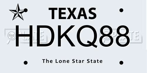 HDKQ88 Texas License Plate