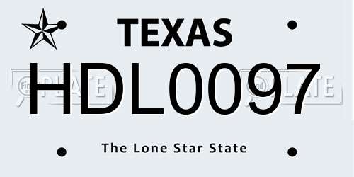HDL0097 Texas License Plate