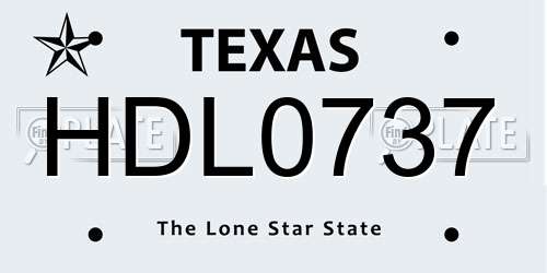 HDL0737 Texas License Plate