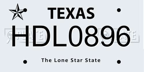HDL0896 Texas License Plate