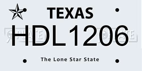 HDL1206 Texas License Plate