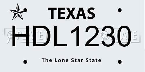 HDL1230 Texas License Plate