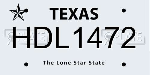 HDL1472 Texas License Plate