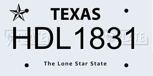 HDL1831 Texas License Plate