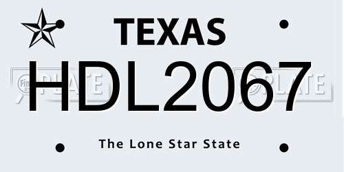HDL2067 Texas License Plate