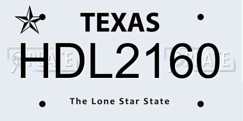 HDL2160 Texas License Plate