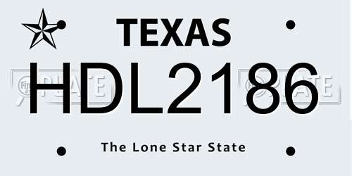 HDL2186 Texas License Plate