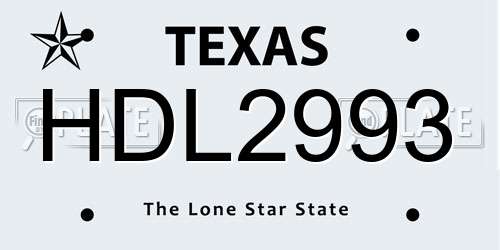 HDL2993 Texas License Plate