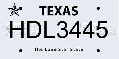 HDL3445 Texas License Plate