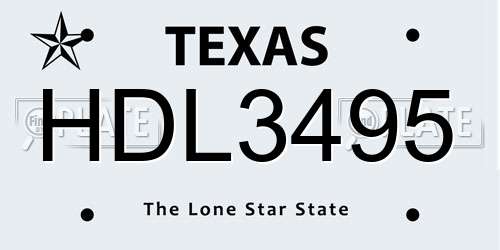 HDL3495 Texas License Plate