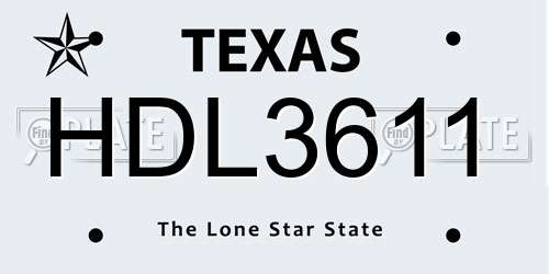 HDL3611 Texas License Plate