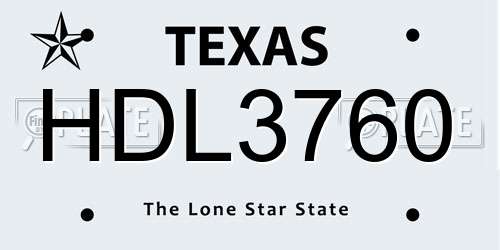 HDL3760 Texas License Plate