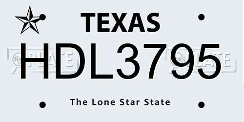 HDL3795 Texas License Plate