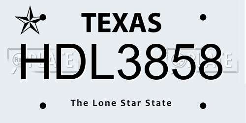 HDL3858 Texas License Plate