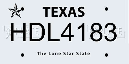 HDL4183 Texas License Plate