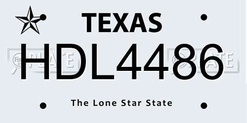 HDL4486 Texas License Plate