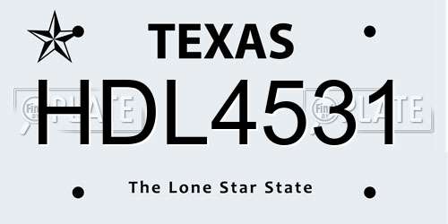 HDL4531 Texas License Plate