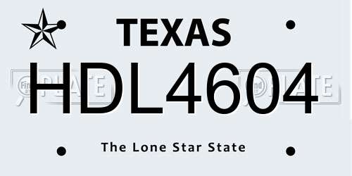HDL4604 Texas License Plate