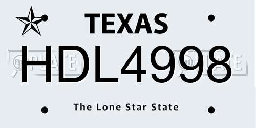 HDL4998 Texas License Plate
