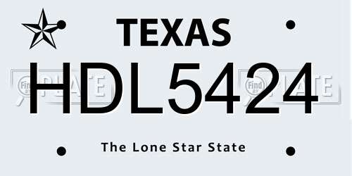 HDL5424 Texas License Plate