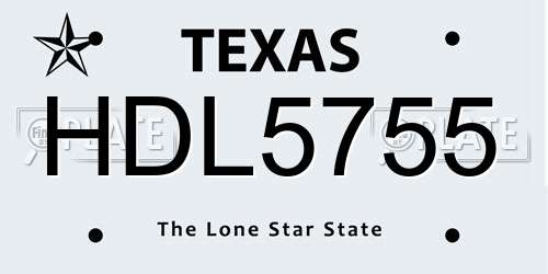 HDL5755 Texas License Plate