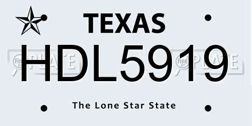 HDL5919 Texas License Plate