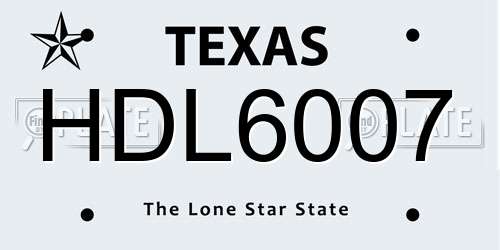 HDL6007 Texas License Plate