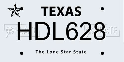 HDL628 Texas License Plate
