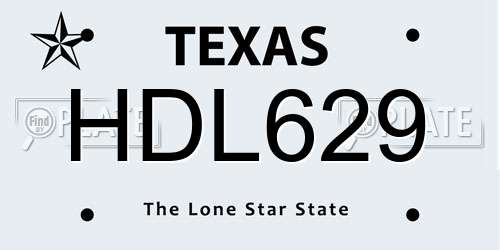 HDL629 Texas License Plate