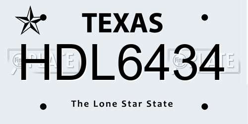 HDL6434 Texas License Plate