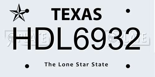 HDL6932 Texas License Plate