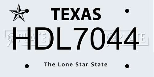HDL7044 Texas License Plate