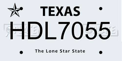 HDL7055 Texas License Plate
