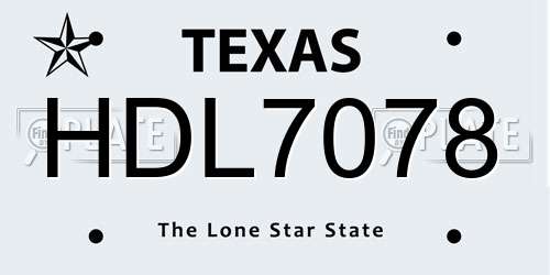 HDL7078 Texas License Plate
