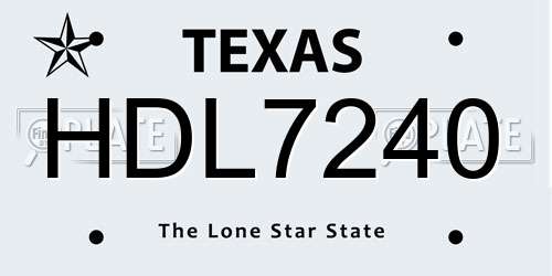 HDL7240 Texas License Plate
