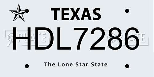 HDL7286 Texas License Plate