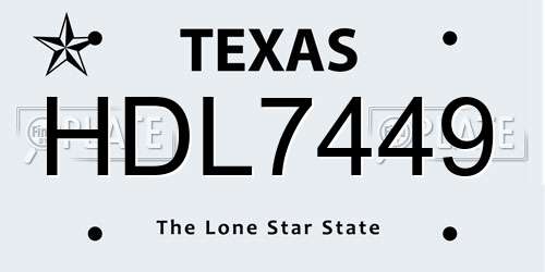 HDL7449 Texas License Plate