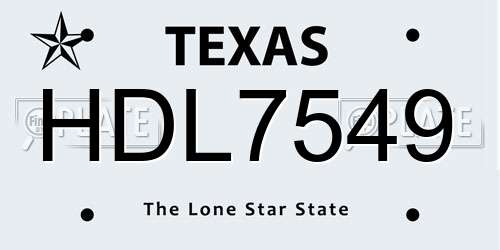 HDL7549 Texas License Plate