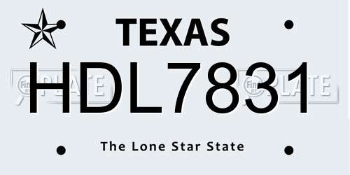 HDL7831 Texas License Plate
