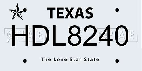 HDL8240 Texas License Plate