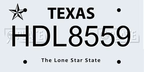 HDL8559 Texas License Plate