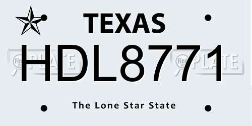 HDL8771 Texas License Plate