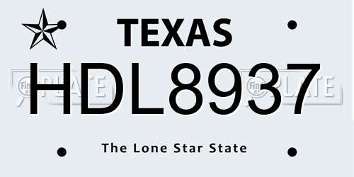 HDL8937 Texas License Plate