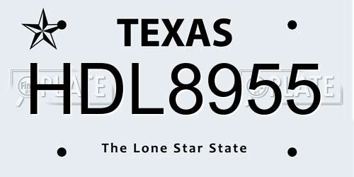 HDL8955 Texas License Plate