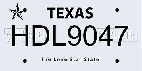 HDL9047 Texas License Plate