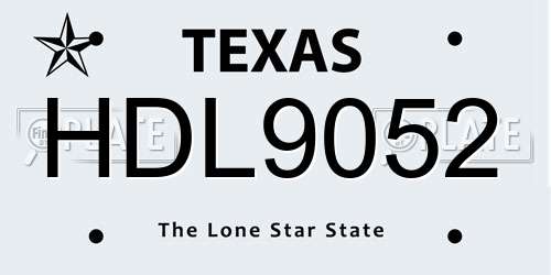HDL9052 Texas License Plate