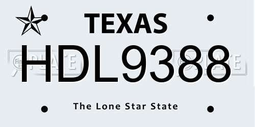 HDL9388 Texas License Plate