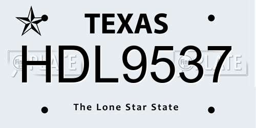 HDL9537 Texas License Plate