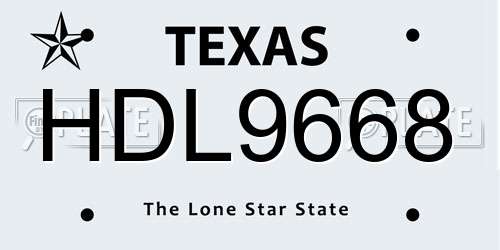 HDL9668 Texas License Plate